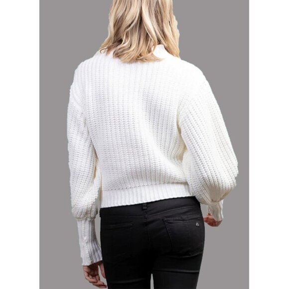 EVERTHREE Balloon Sleeve Sweater RUNS LIKE M Medium Semi Chunky Knit - Picture 7 of 9